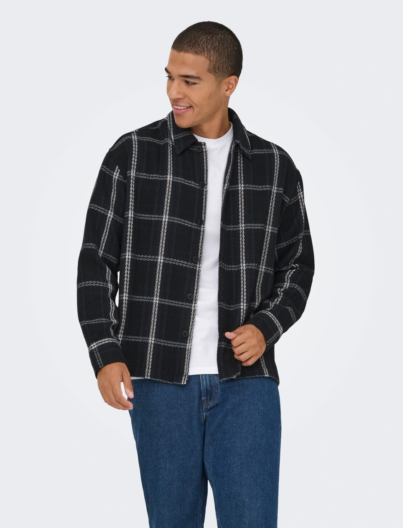 ONLY & SONS Onskevin Basket Shirt, XL, Black, Skjorter > Afslappet Shirts, Herre