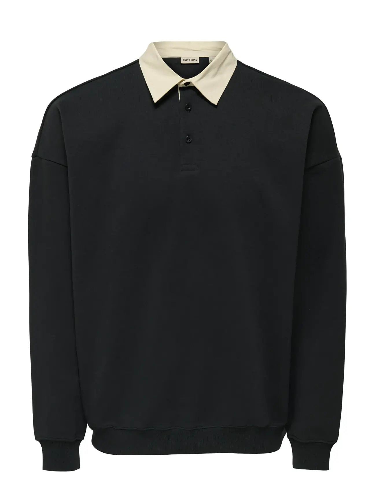 ONLY & SONS Onsjeffrey Vtg Ls Rugby Solid Polo Schwarz - XL - Herren