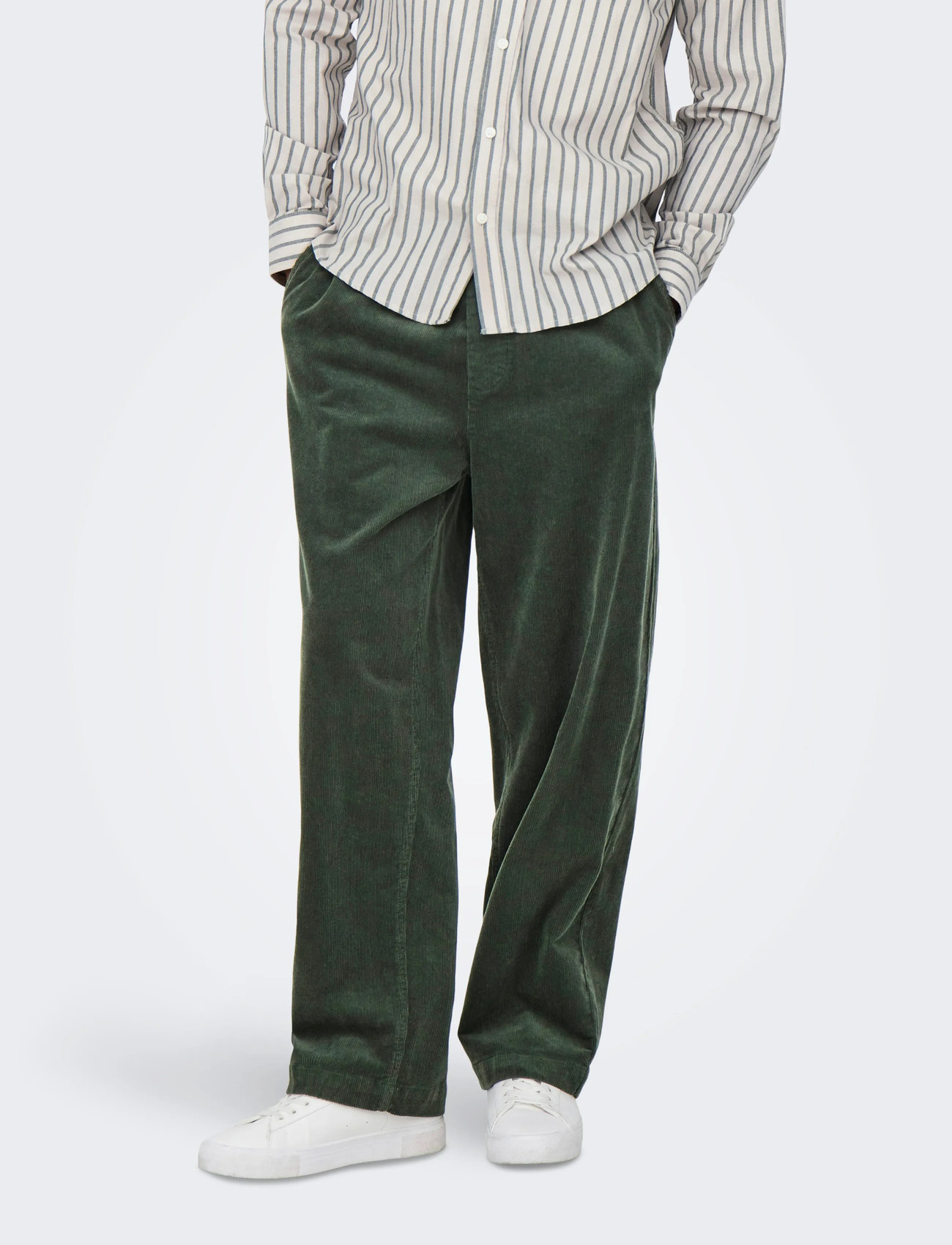 ONLY & SONS Onsfade Loose 0188 String Cord Pant, S, Khaki green, Bukser > Afslappet, Herre