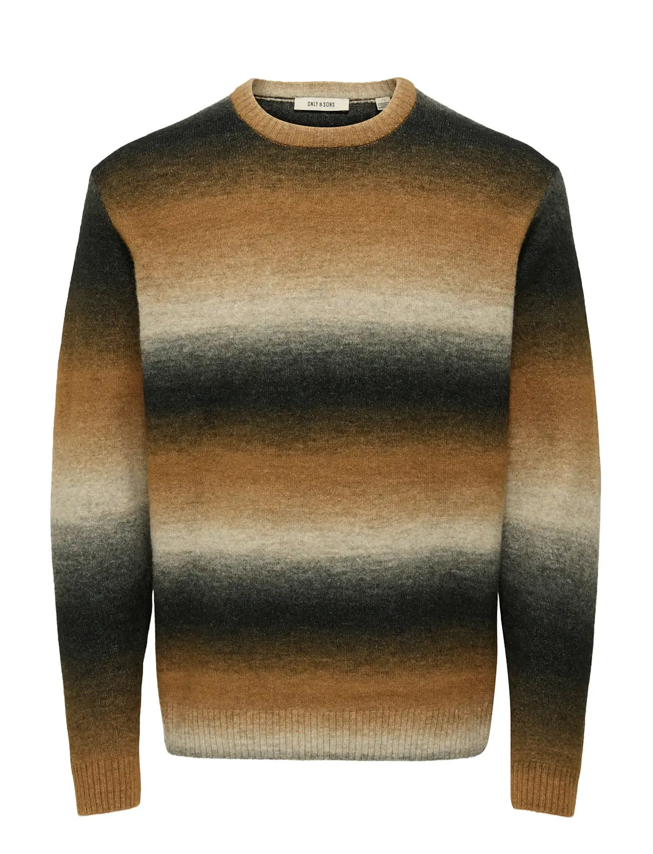 ONLY & SONS Onsbertil Reg Ls Crew Knit, L, Brown, Strik > Runde Halse, Herre