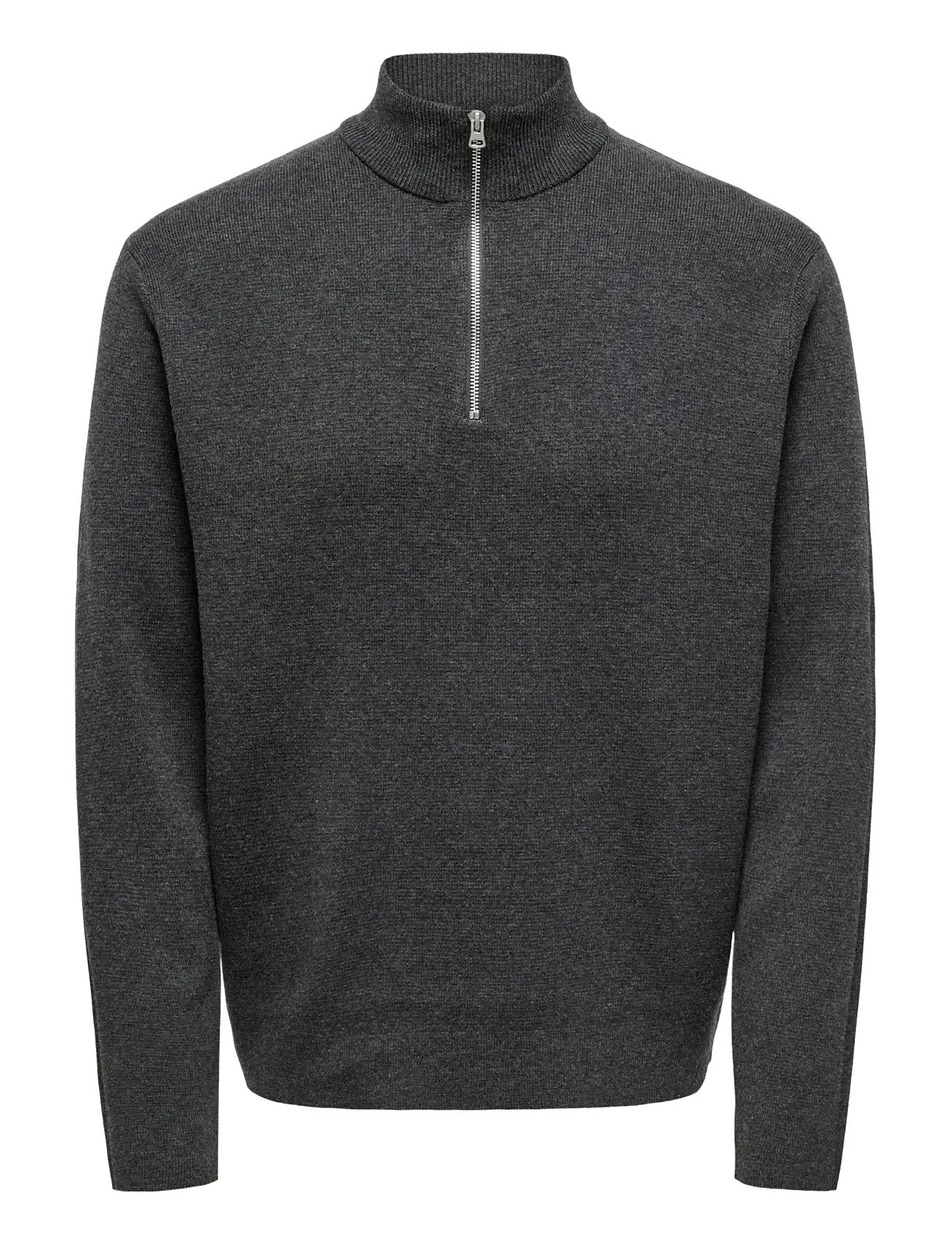 ONLY & SONS Onsting Life Reg Half Zip Knit Noos Grau - XS - Herren