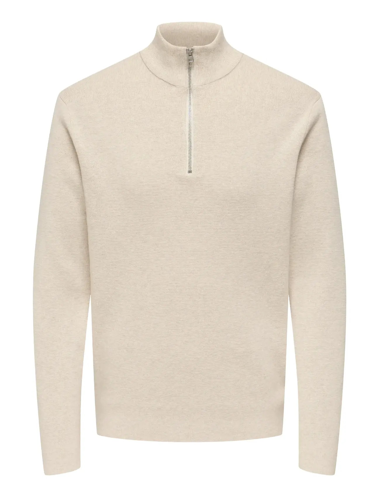 ONLY & SONS Onsting Life Reg Half Zip Knit Noos Cream - L - Herren