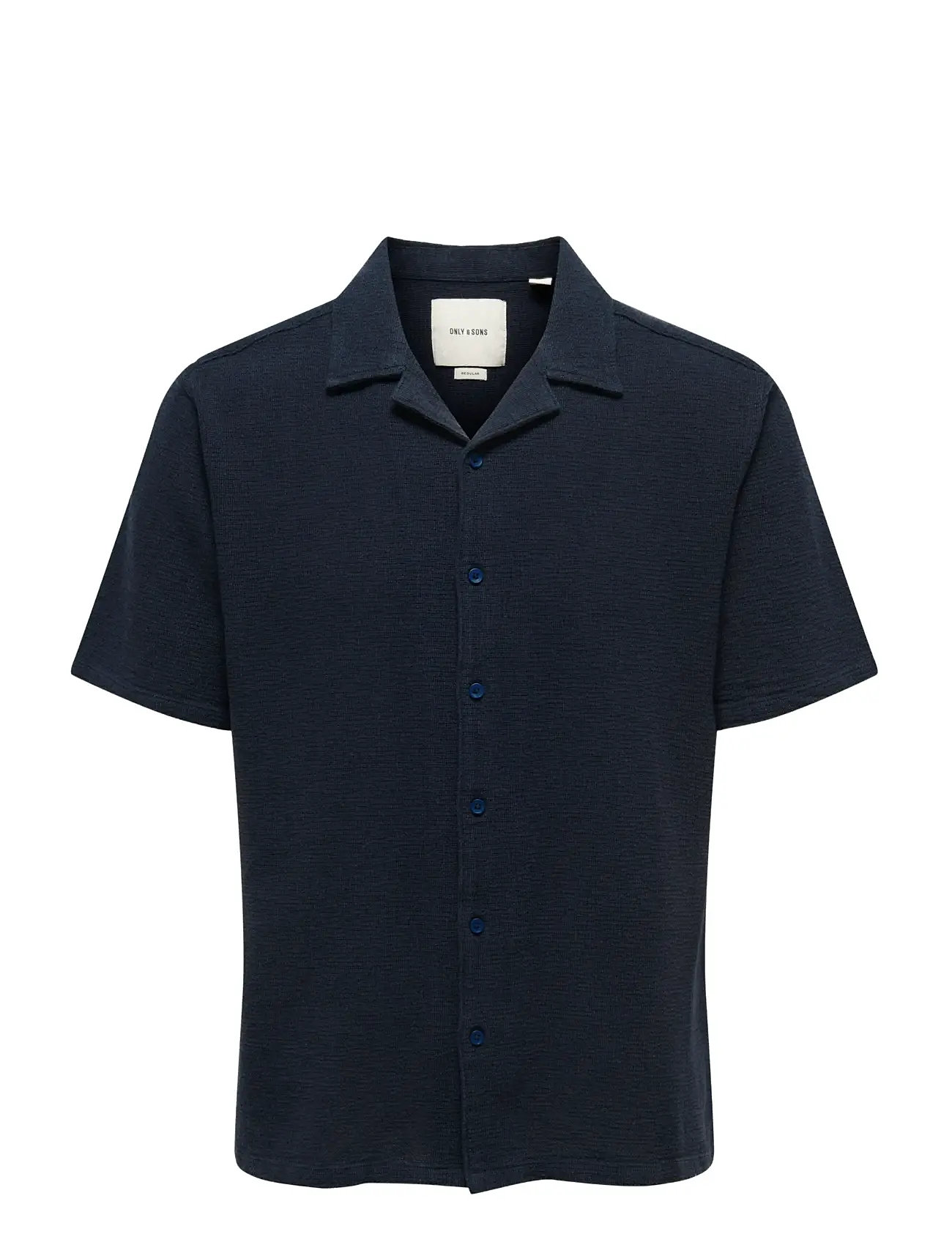 ONLY & SONS Onstrev Life Solid 002 Ss Shirt Reg Vd, XXL, Navy, Skjorter > Afslappet Shirts, Herre