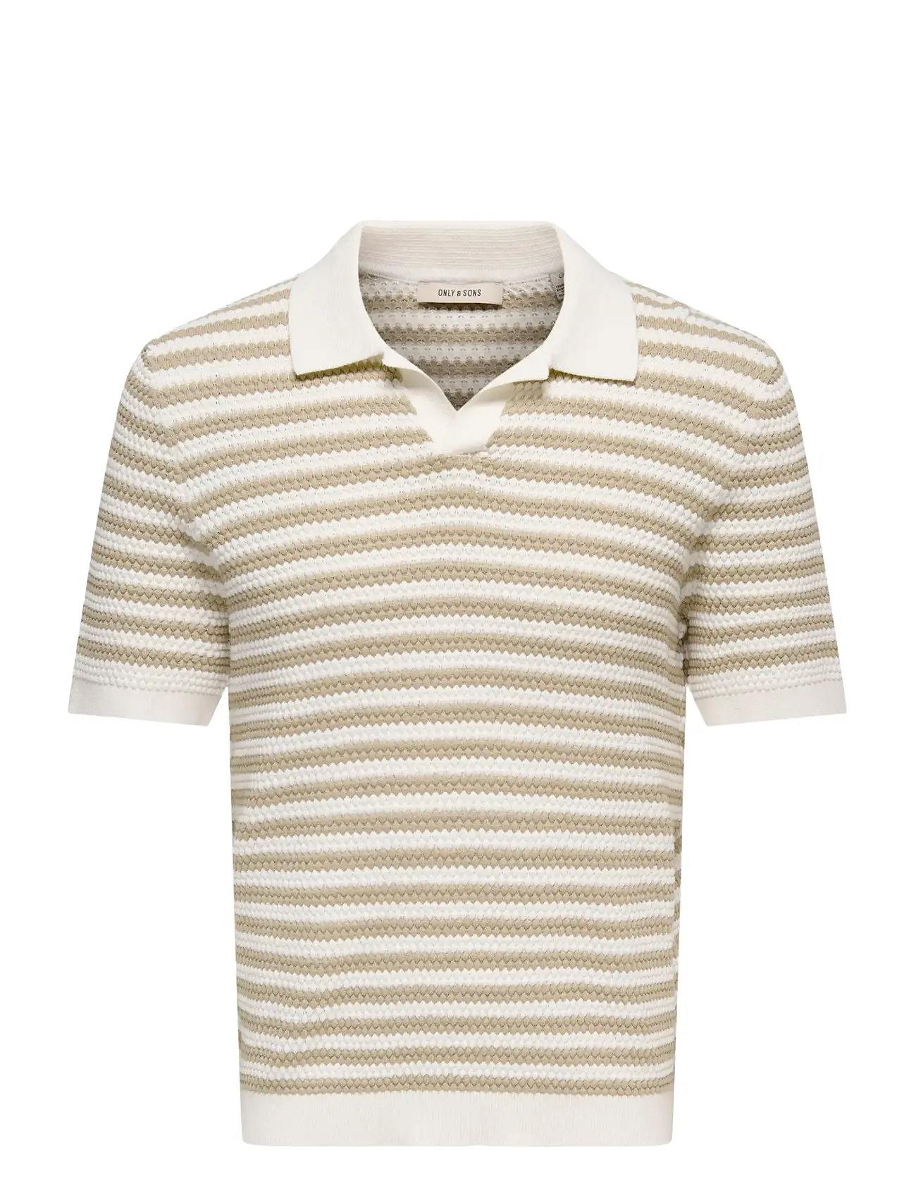 ONLY & SONS Onsserge Reg Ss Split Neck Knit Cream - XS - Herren