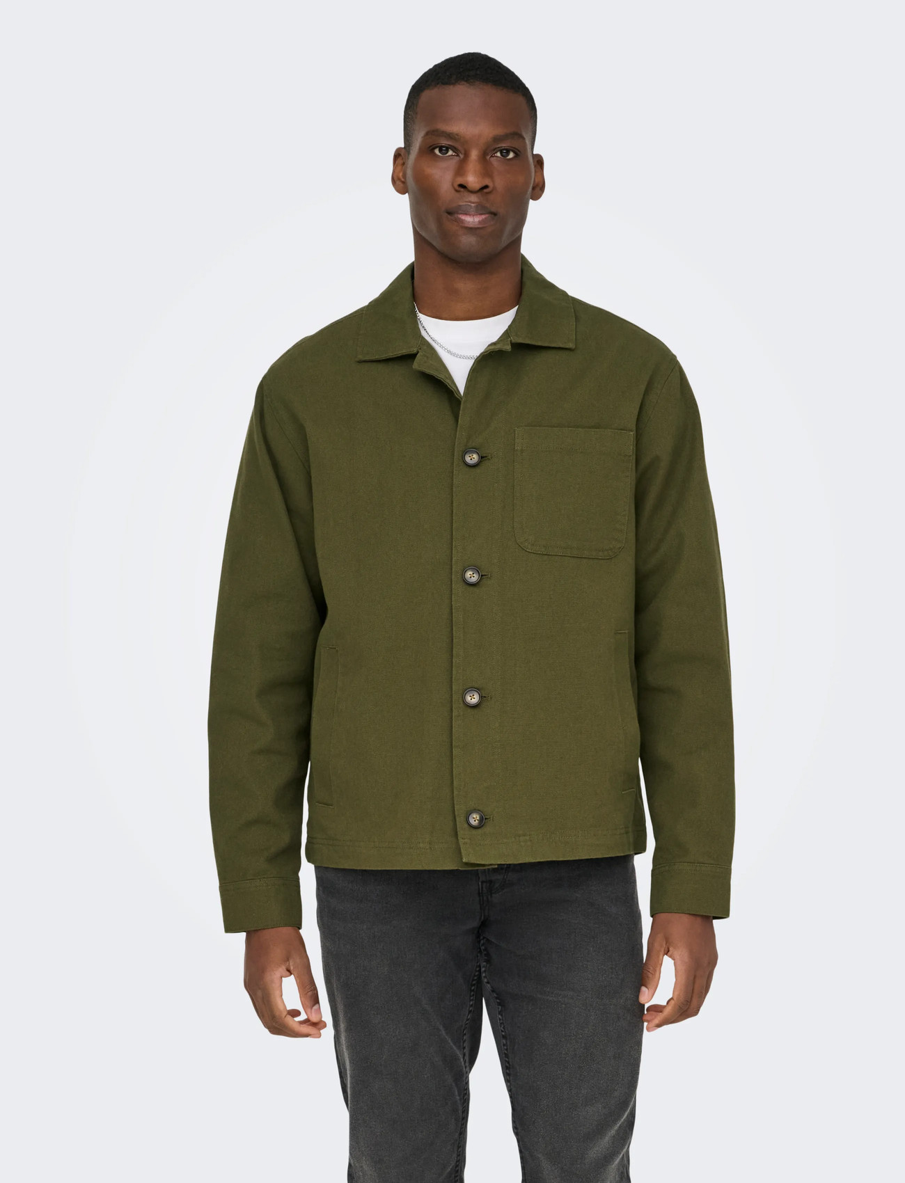 ONLY & SONS Onsronnie Ctn Jacket Otw, XS, Khaki green, Jakker > Lette Jakker, Herre