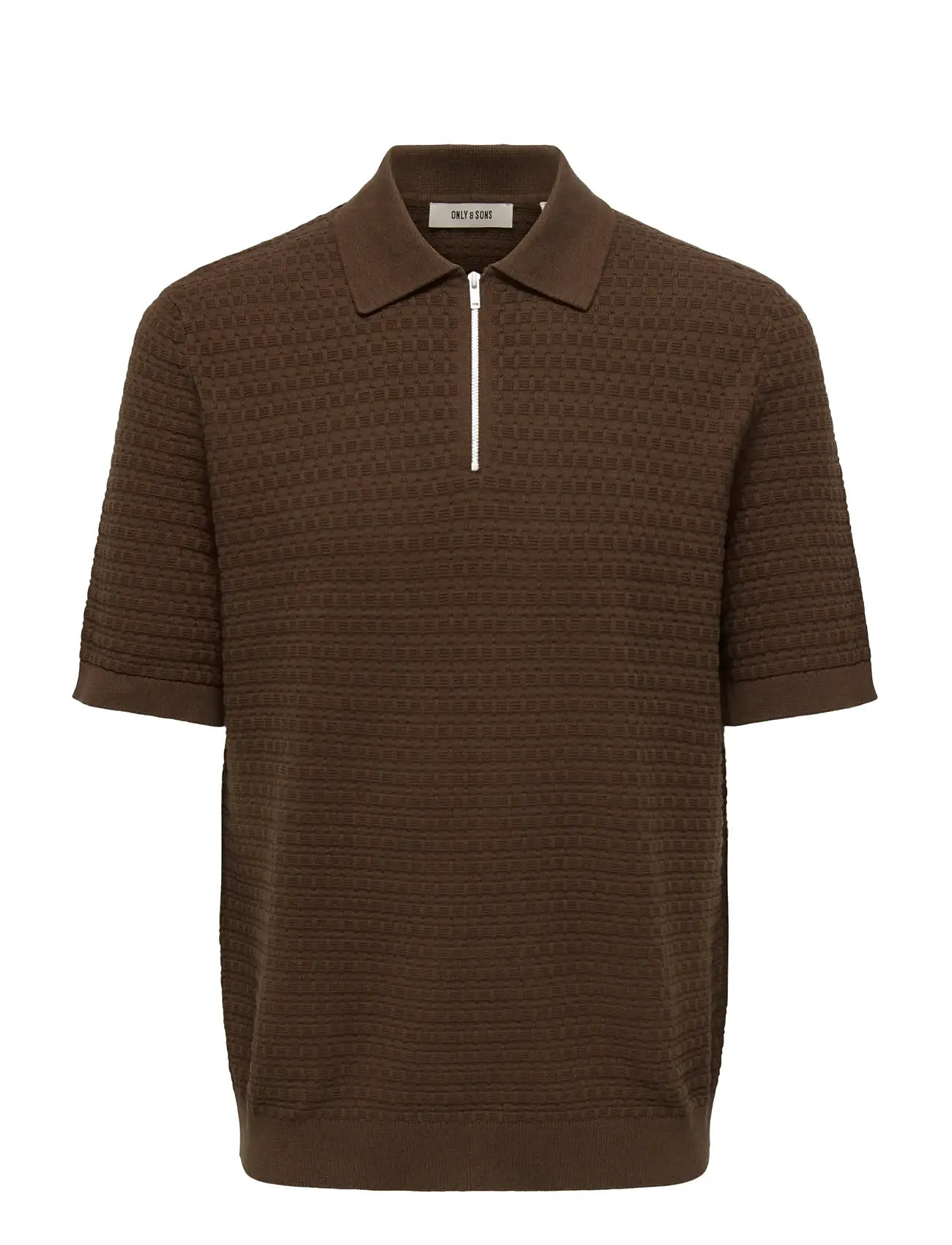 ONLY & SONS Onsmenu Reg Ss Structure Polo Knit Braun - S - Herren