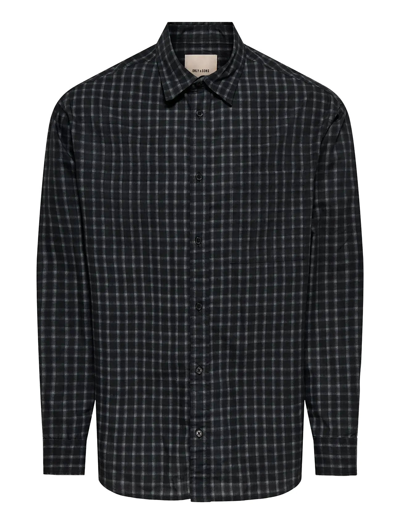 ONLY & SONS Onsbali Poplin Checked Rlx Fit L/S Shirt Schwarz - XS - Herren