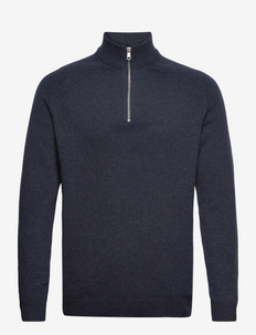Mens Clothing Sweaters and knitwear Zipped sweaters Qi Cashmere Cashmere 1/4-zip Mock Sweater in Blue for Men 