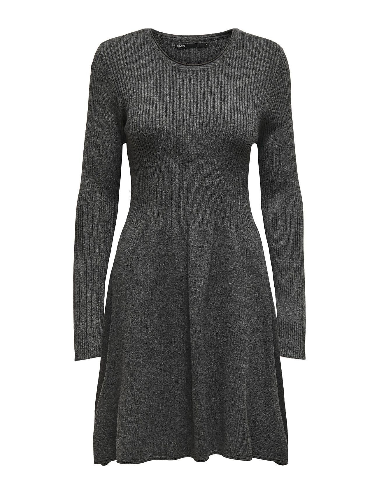 Onlalma L/S O-Neck Dress Knt Noos Kort Kjole Grey ONLY