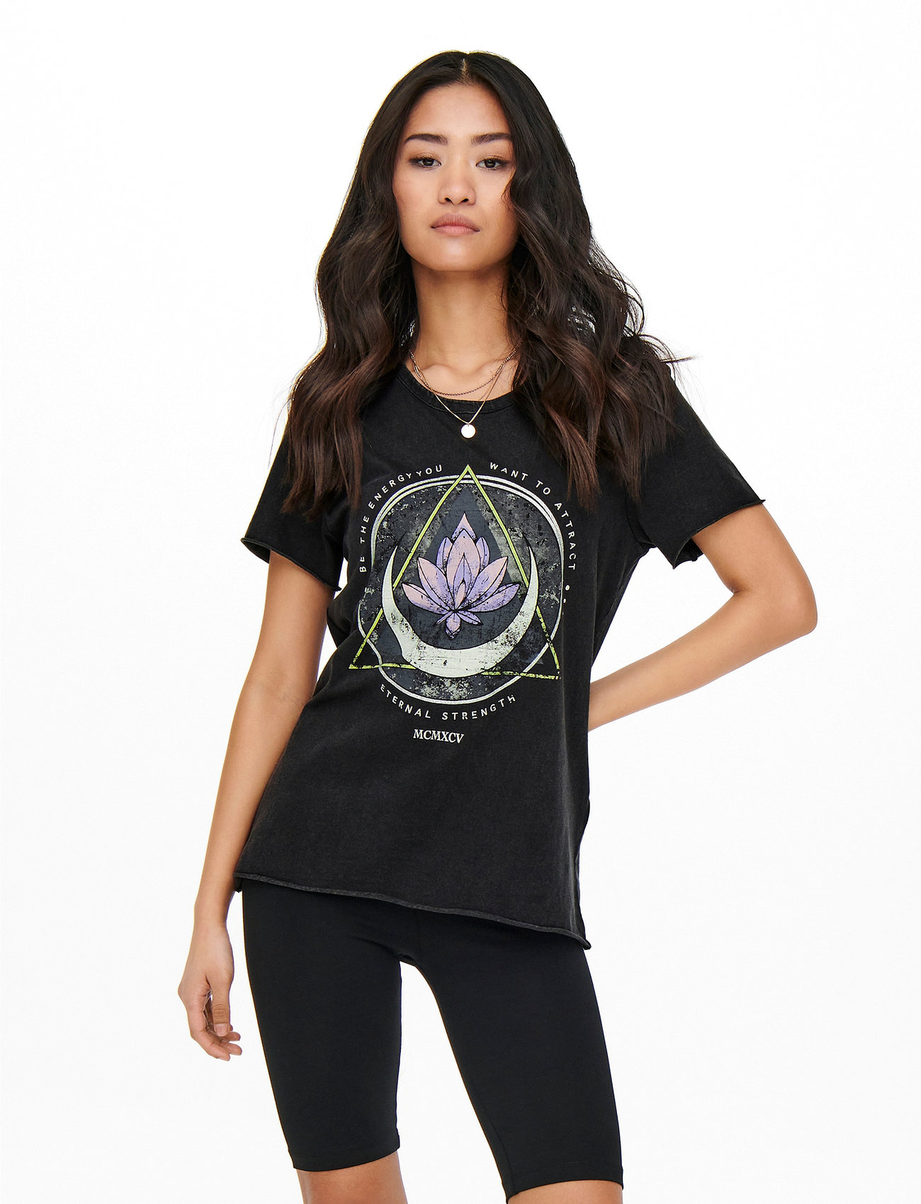 ONLY Damen Onllucy Life Top – Kurzärmliges Basic-Top Aus Baumwolle In Schwarz (Größe XS)
