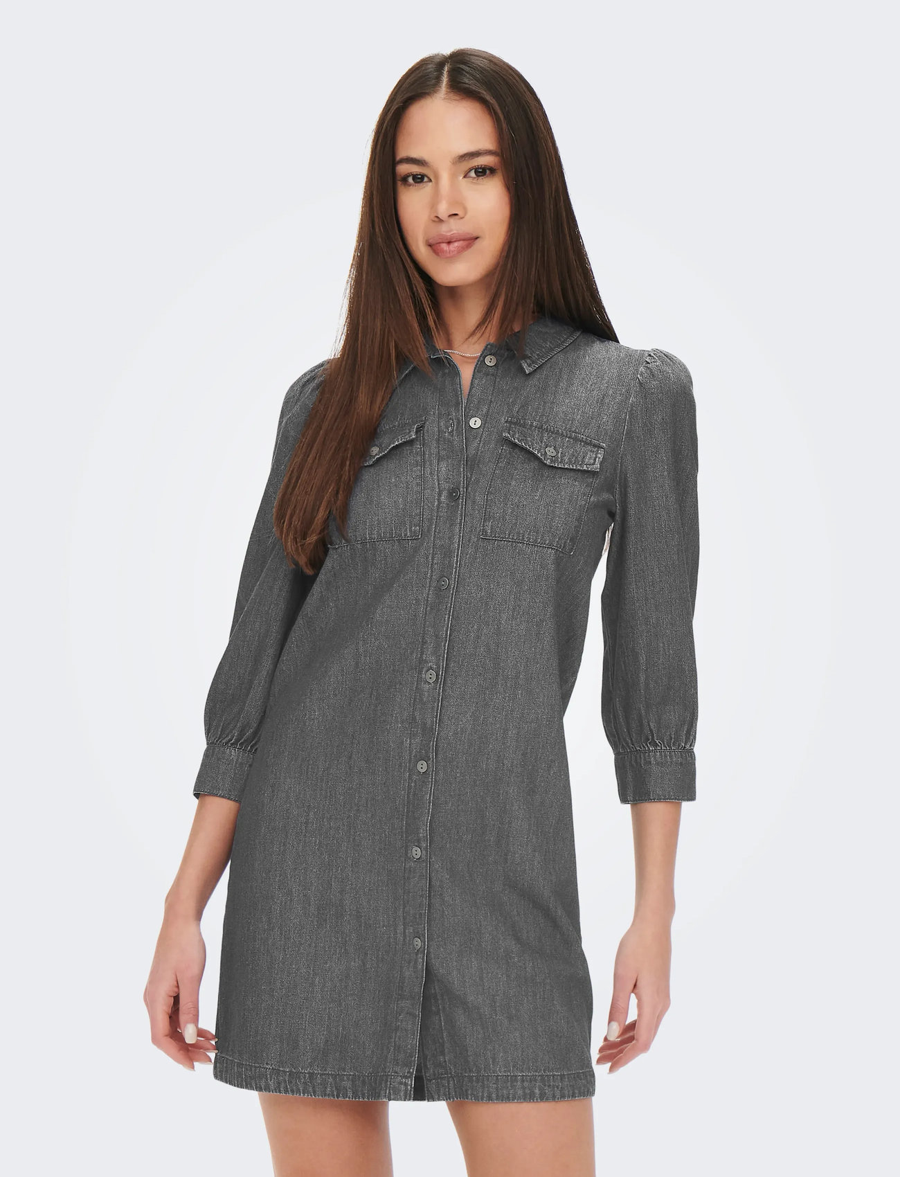 ONLY Onlfelica Dnm Dress Noos, M, Grey, Kjoler > Kort Kjole, Dame
