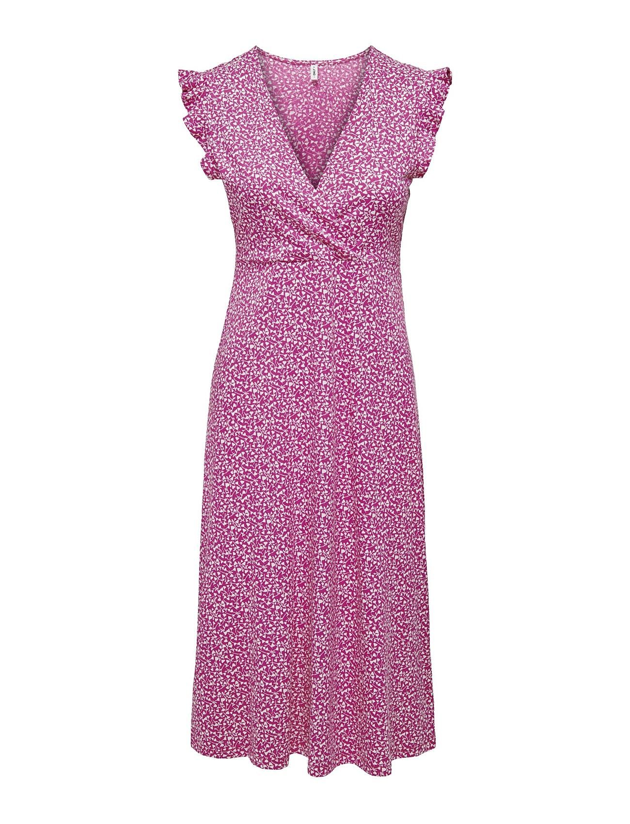 Onlmay Life S/L Wrap Midi Dress Jrs Knelang Kjole Pink ONLY