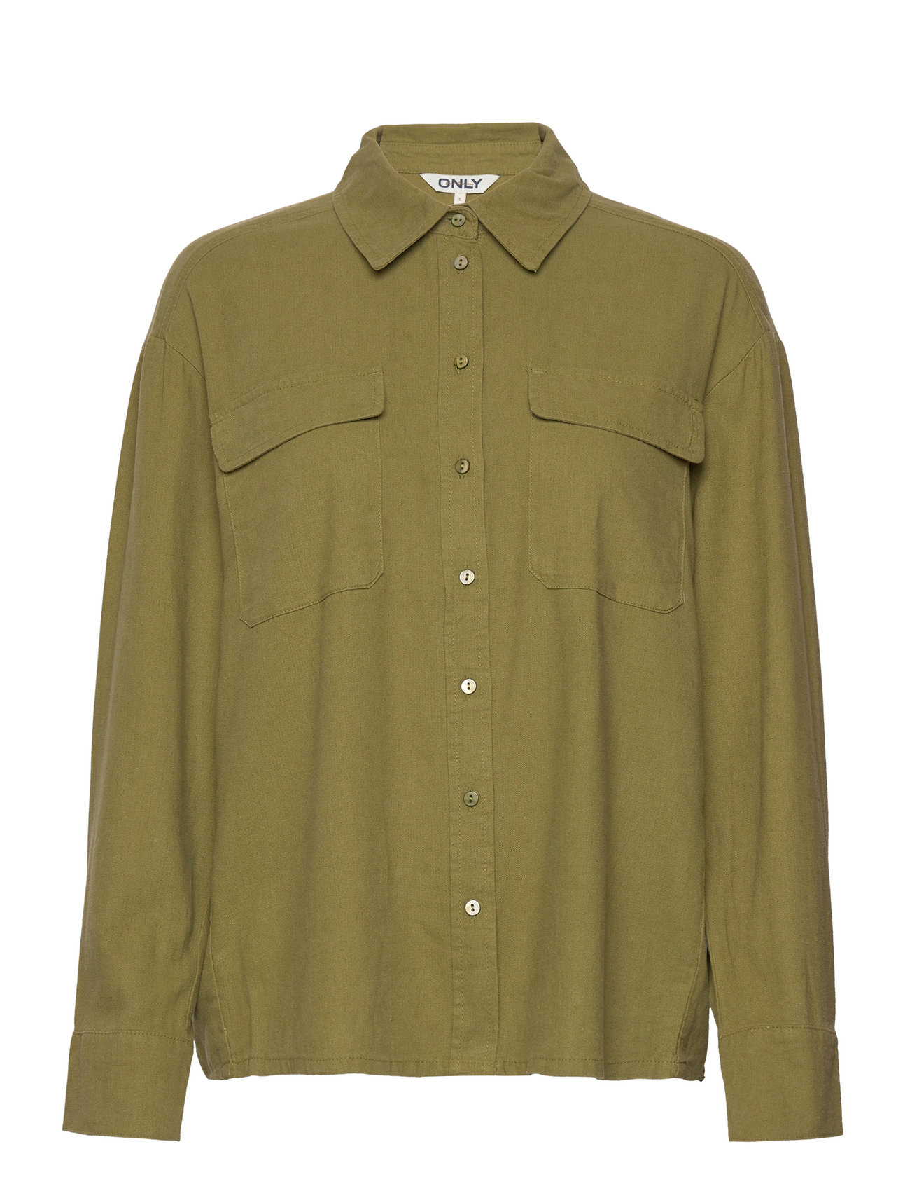 Onlcaro L/S Ovs Linen Bl Shirt Cc Pnt Green ONLY