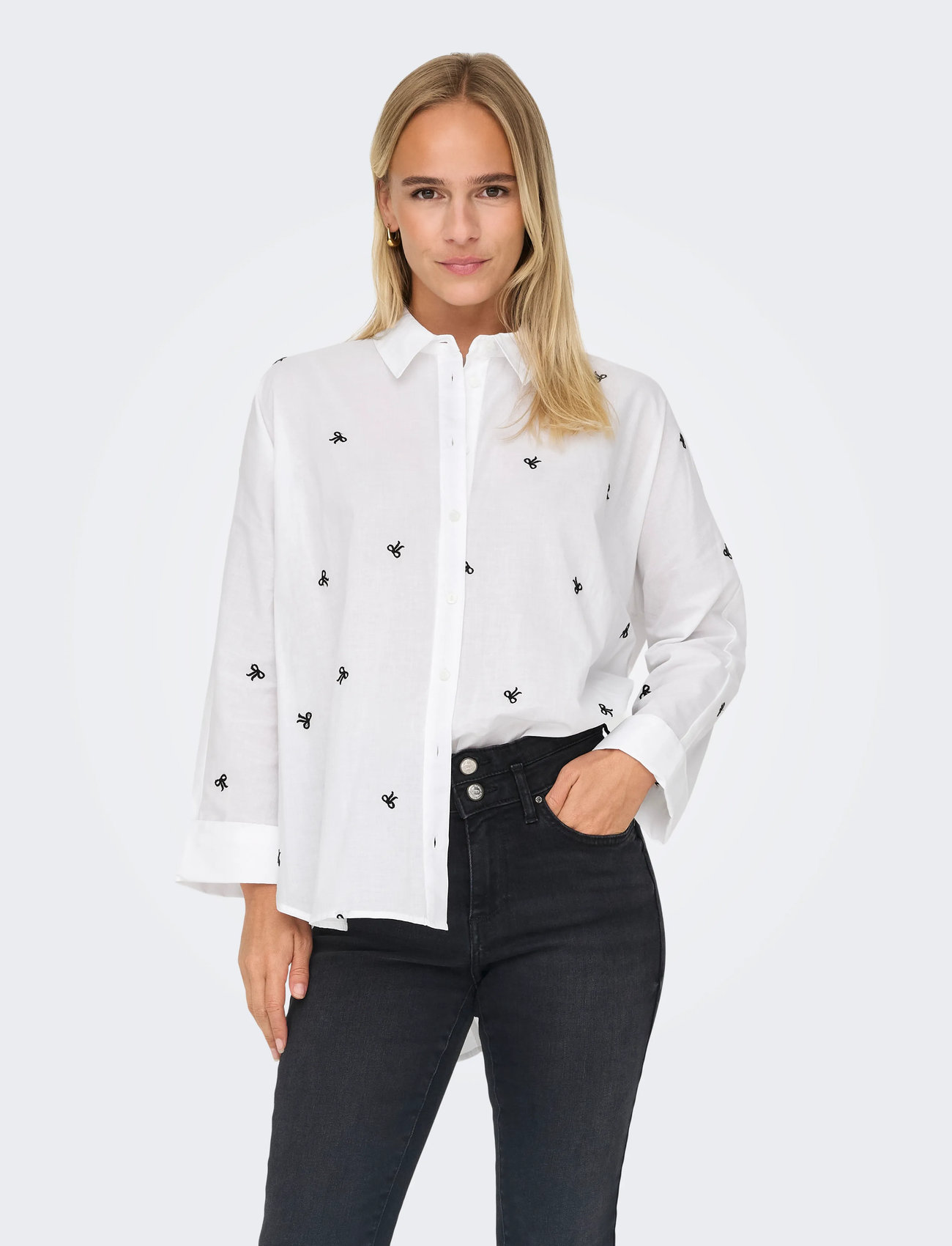 ONLY Damen Hemd Lina Grace - Langarm Bluse Mit Knopfleiste Box Fit