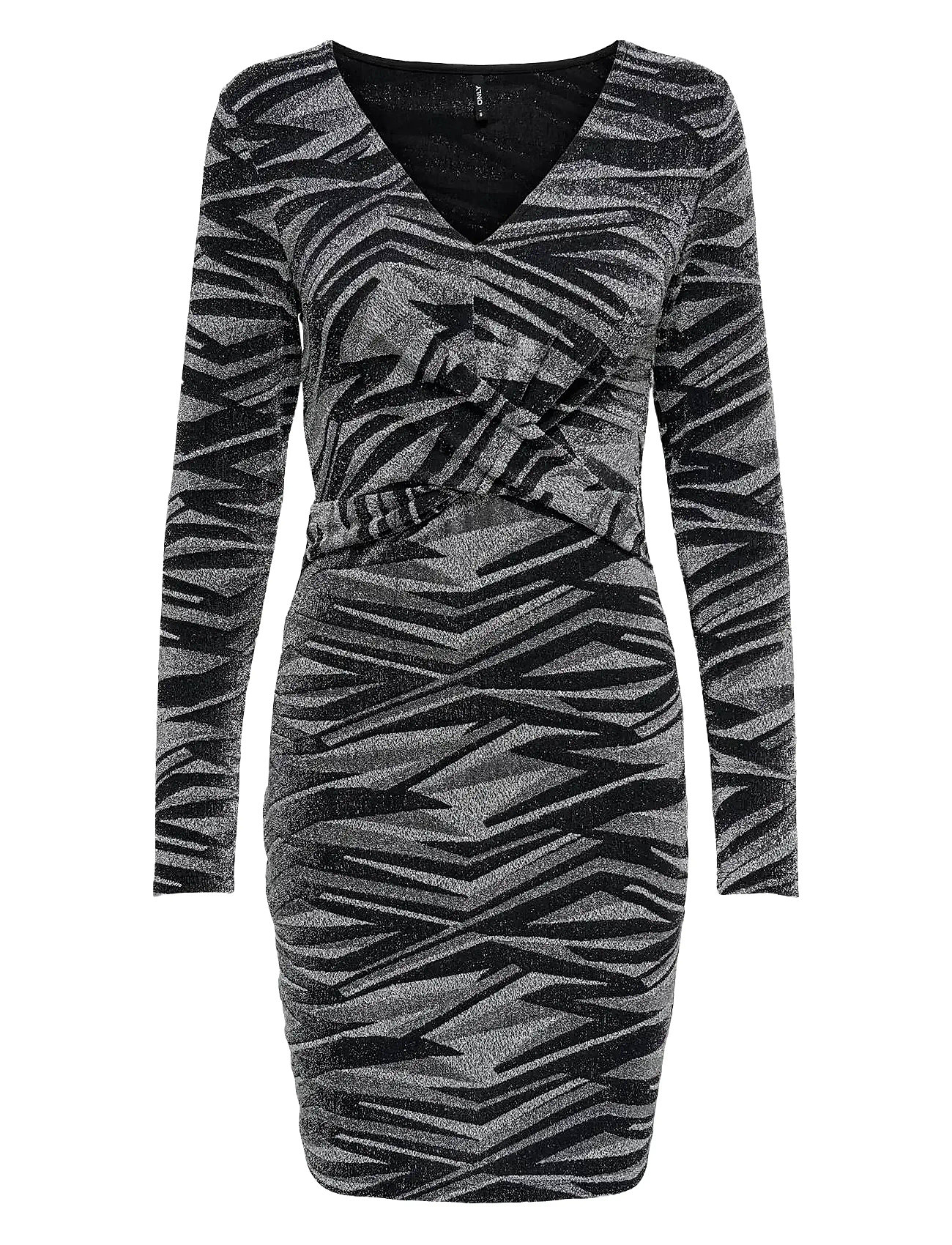 Onlqueen L/S V-Neck Glitter Dress Jrs Kort Kjole Grey ONLY
