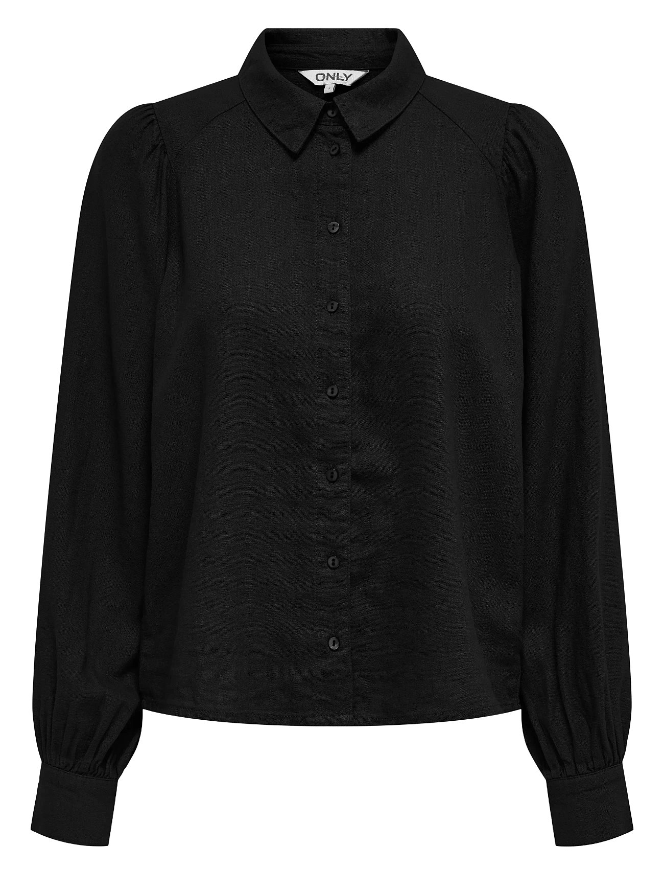 Onlcaro L/S Linen Bl Puff Shirt Cc Pnt Black ONLY