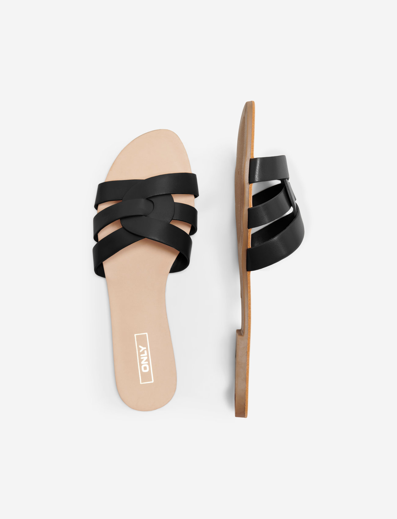 ONLY Onlfeli-4 Pu Slip On Sandal, 39, Black, Sandaler > Flade Sandals, Dame