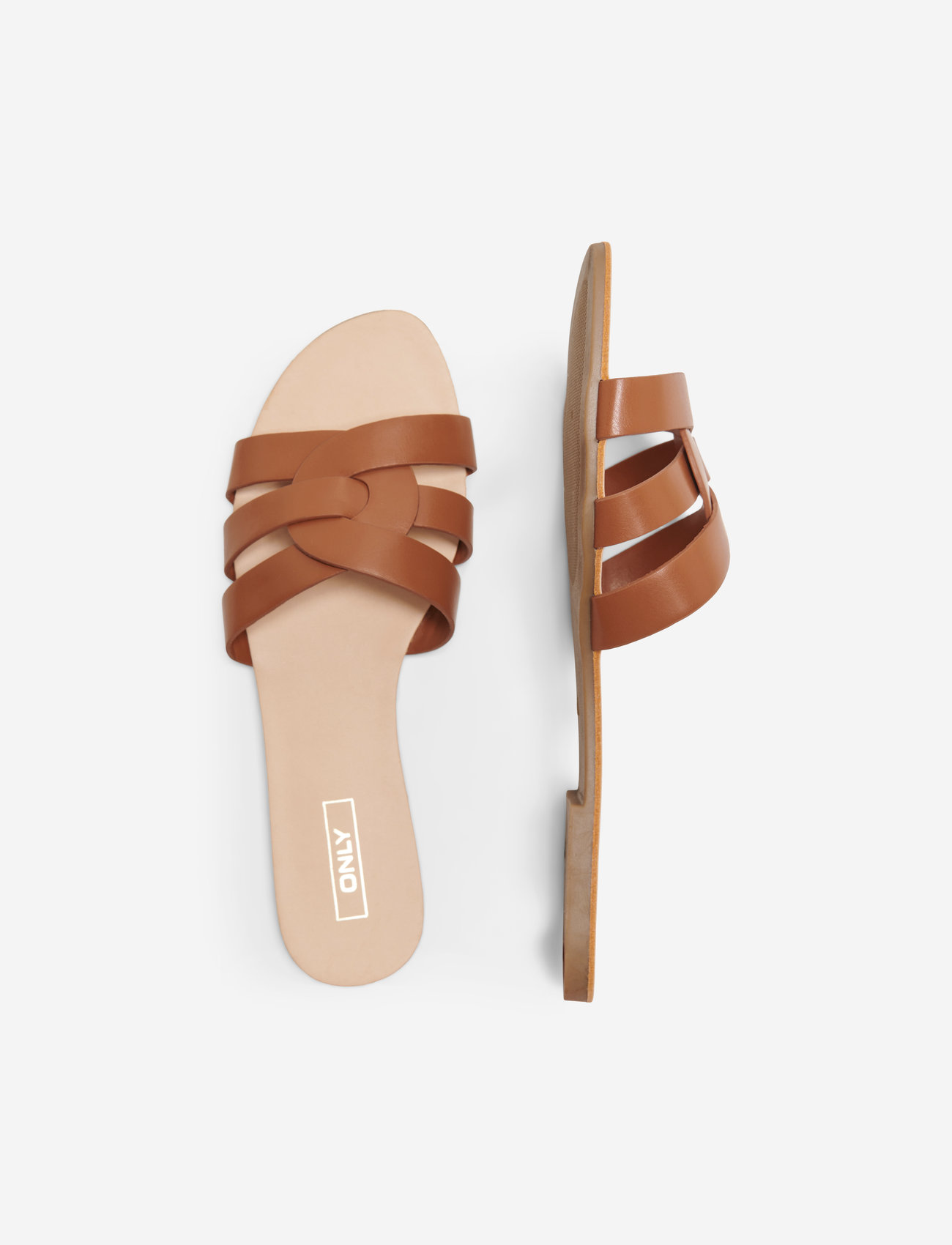 ONLY Onlfeli-4 Pu Slip On Sandal, 38, Brown, Sandaler > Flade Sandals, Dame