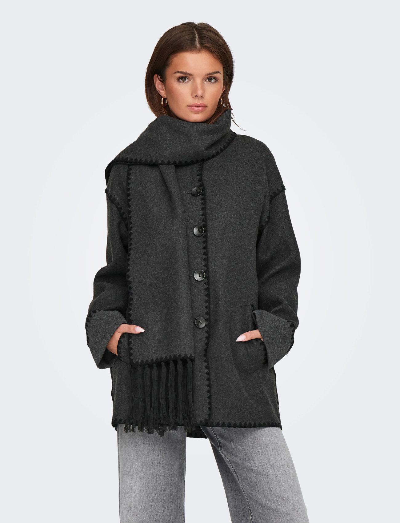 ONLY Onlelba Life Scallop Edge Scarf Coat Otw