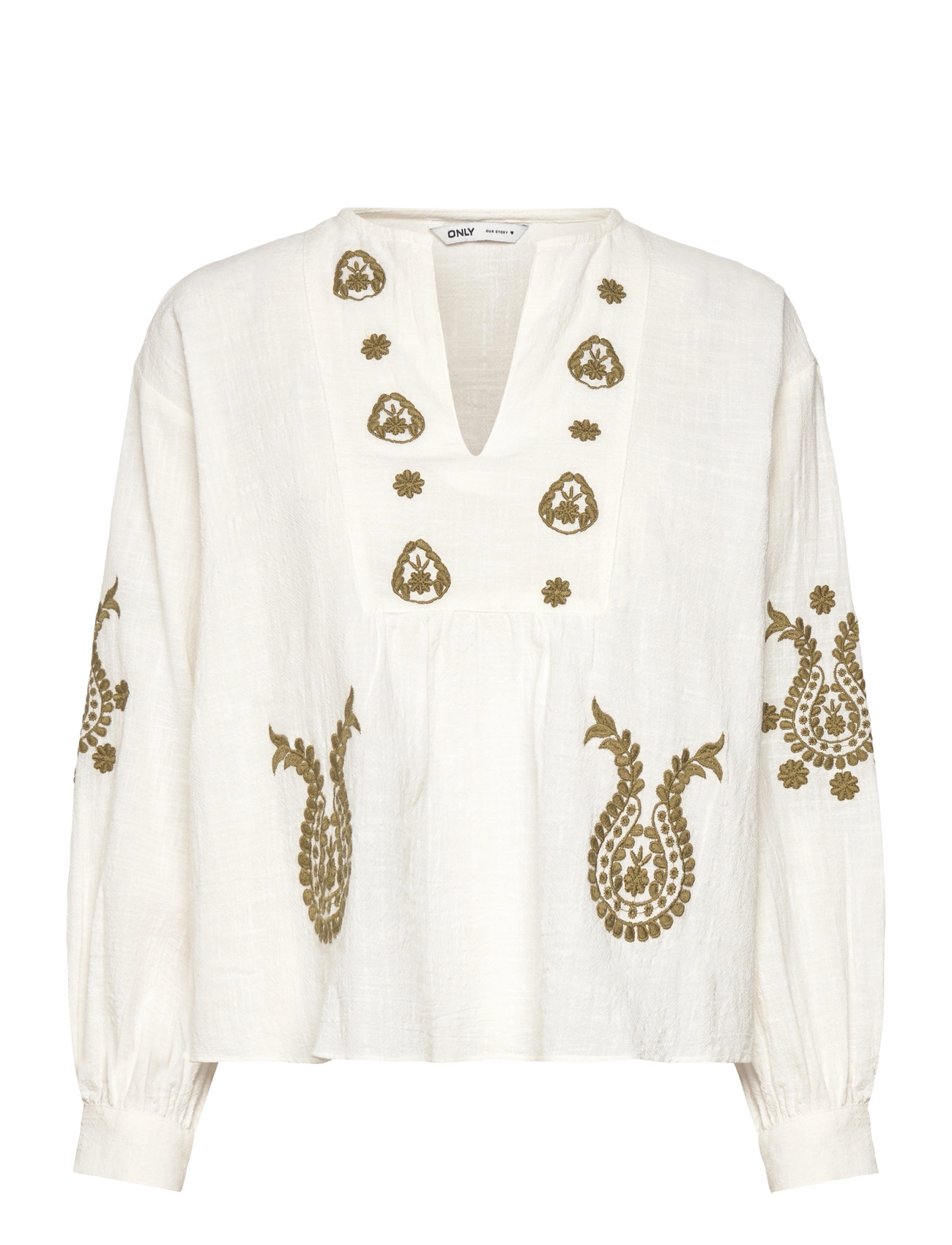 ONLY Onlmoon L/S Emb Oberteil Wvn Noos Cream - S - Damen