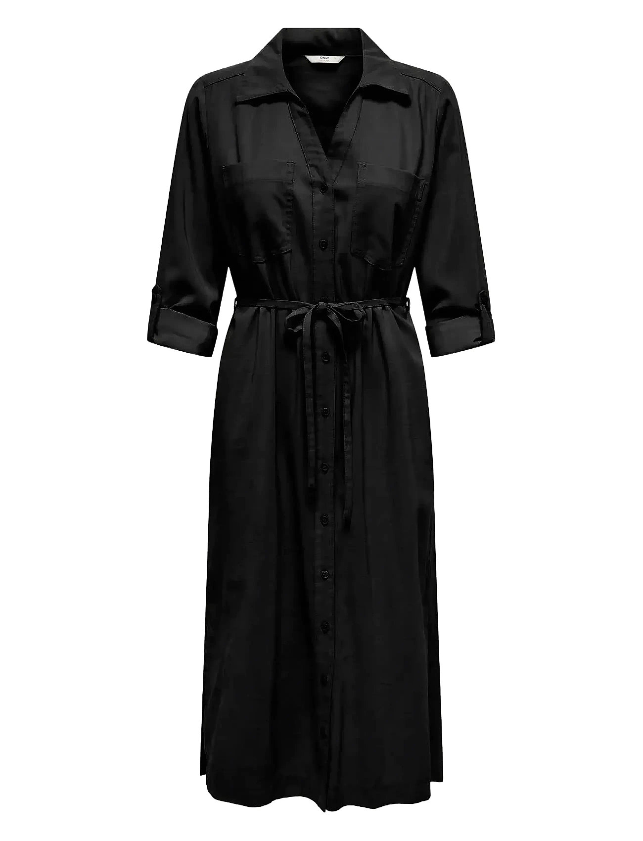 Onlaris Life Ls Belt Shirt Dress Cc Wvn Knelang Kjole Black ONLY