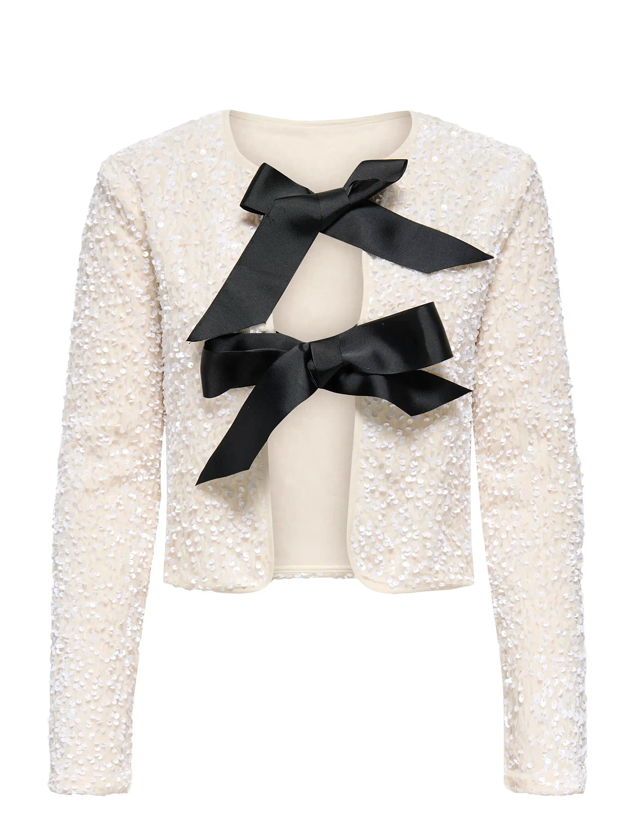 Onlanika Sequins Ls Bow Top Wvn White ONLY