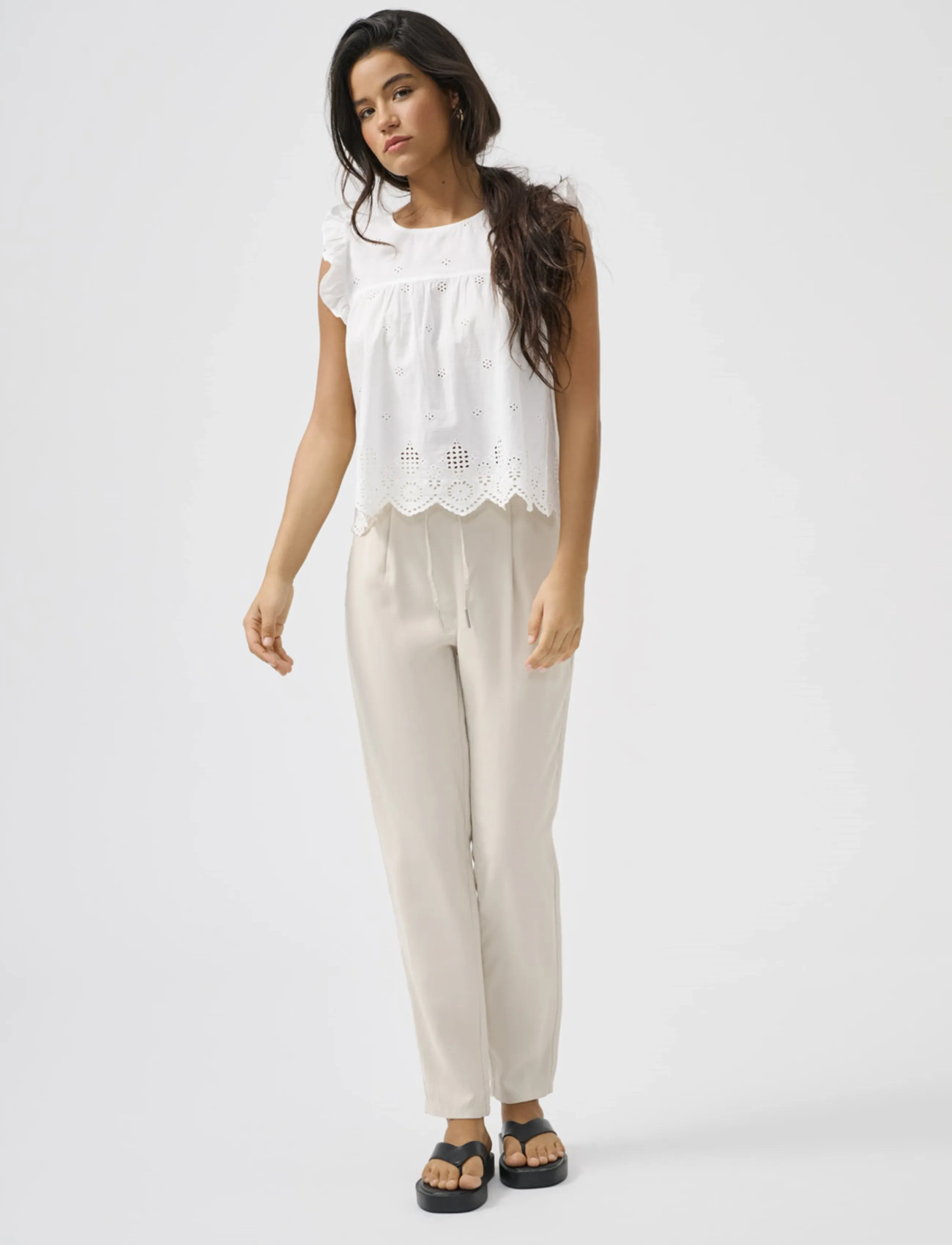 ONLY Onlpoptrash Aris Life Pant Wvn Noos, L x 30, Beige, Bukser > Lige Ben, Dame