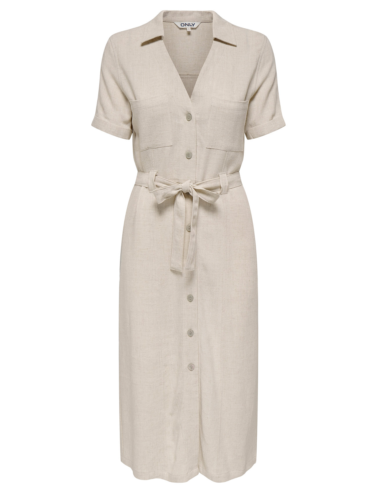 Onlsiesta Ss Lin Bl Shirt Dress Pnt Noos Knelang Kjole Beige ONLY