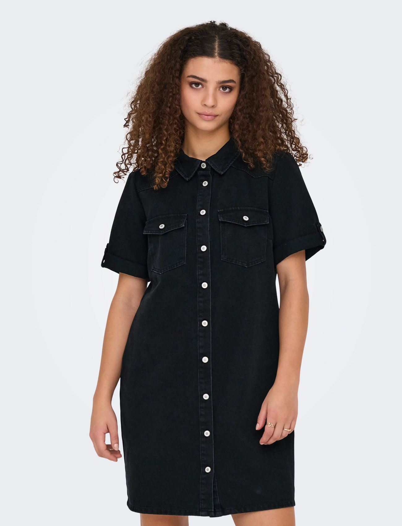 ONLY Onllisa S/S Dnm Dress Gua Noos, XL, Black, Dresses - Knee-length & Midi, Dame
