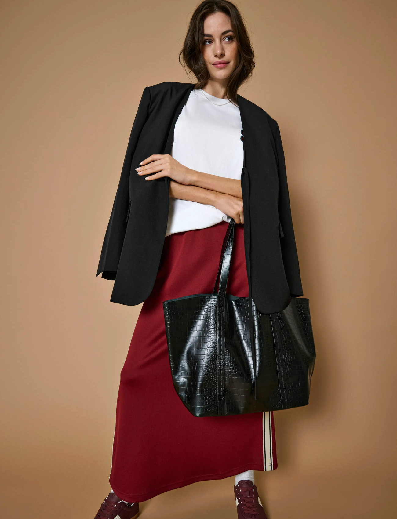 ONLY Onlelly Life L/S Ovs Tie Blazer Tlr, 38-40, Black, Blazere > Enkeltradede Blazere, Dame