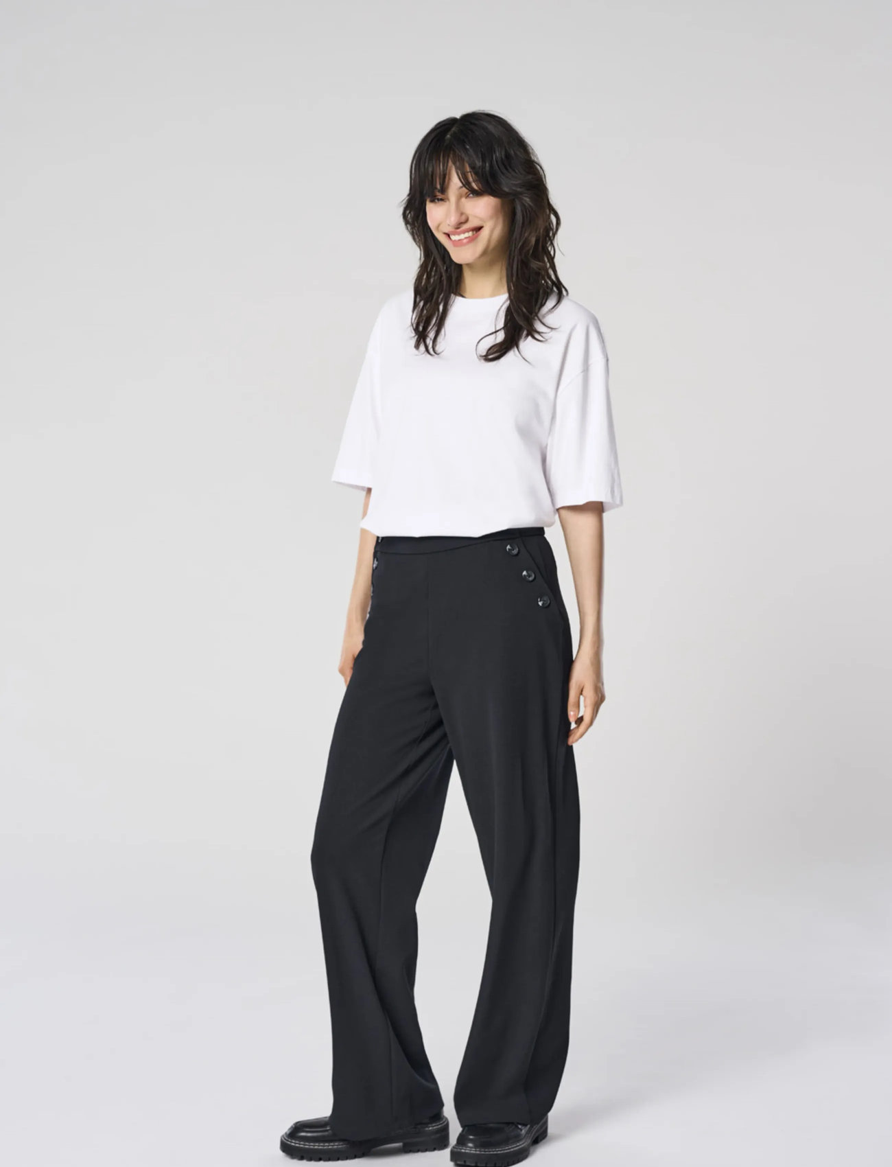 ONLY Onlrina Life Button Pant Jrs Noos, XS x 32, Black, Bukser > Lige Ben, Dame