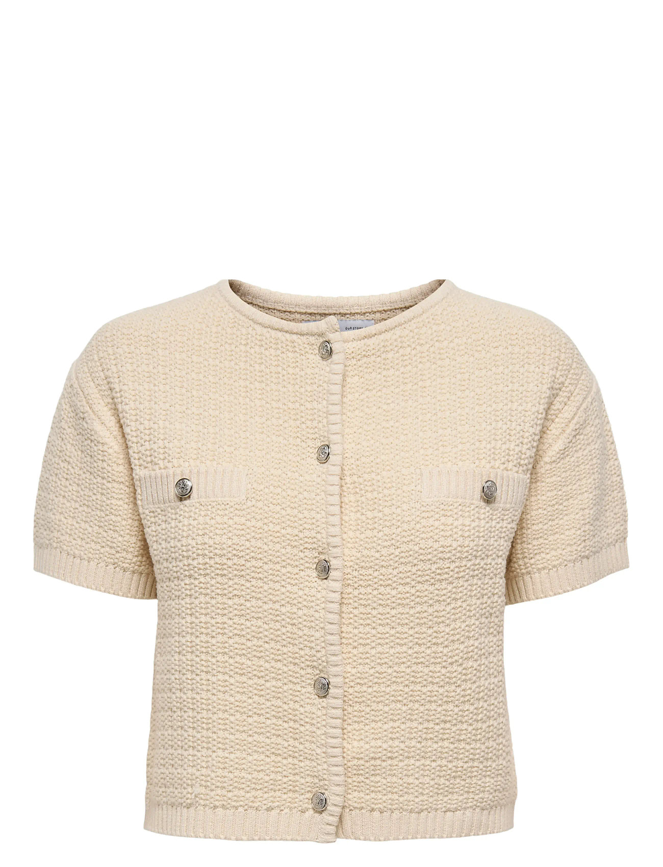 ONLY Onlkiel S/S Button Card Knt Moch Cream - L - Damen