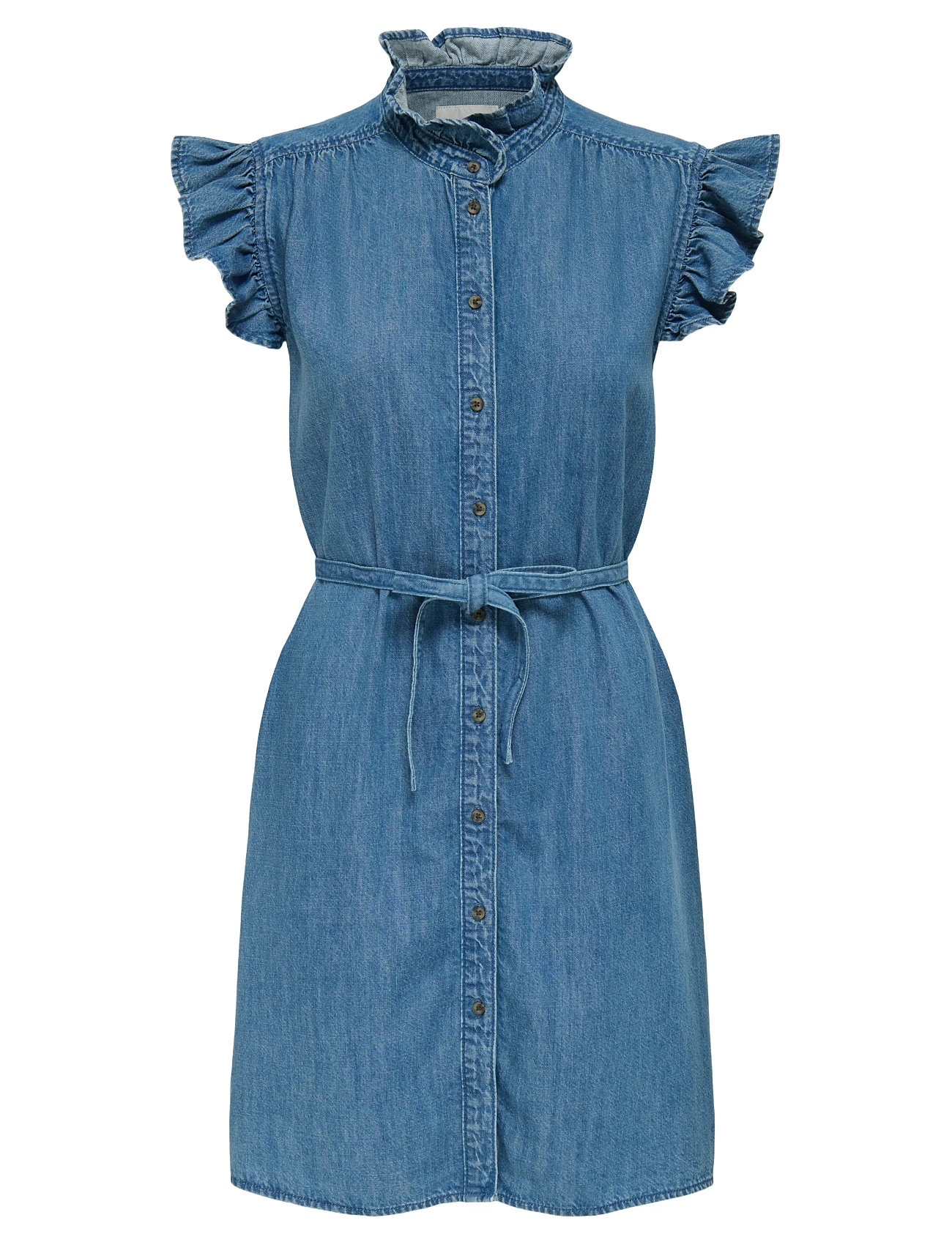 Onlshania S/L Frill Dnm Dress Akm Kort Kjole Blue ONLY
