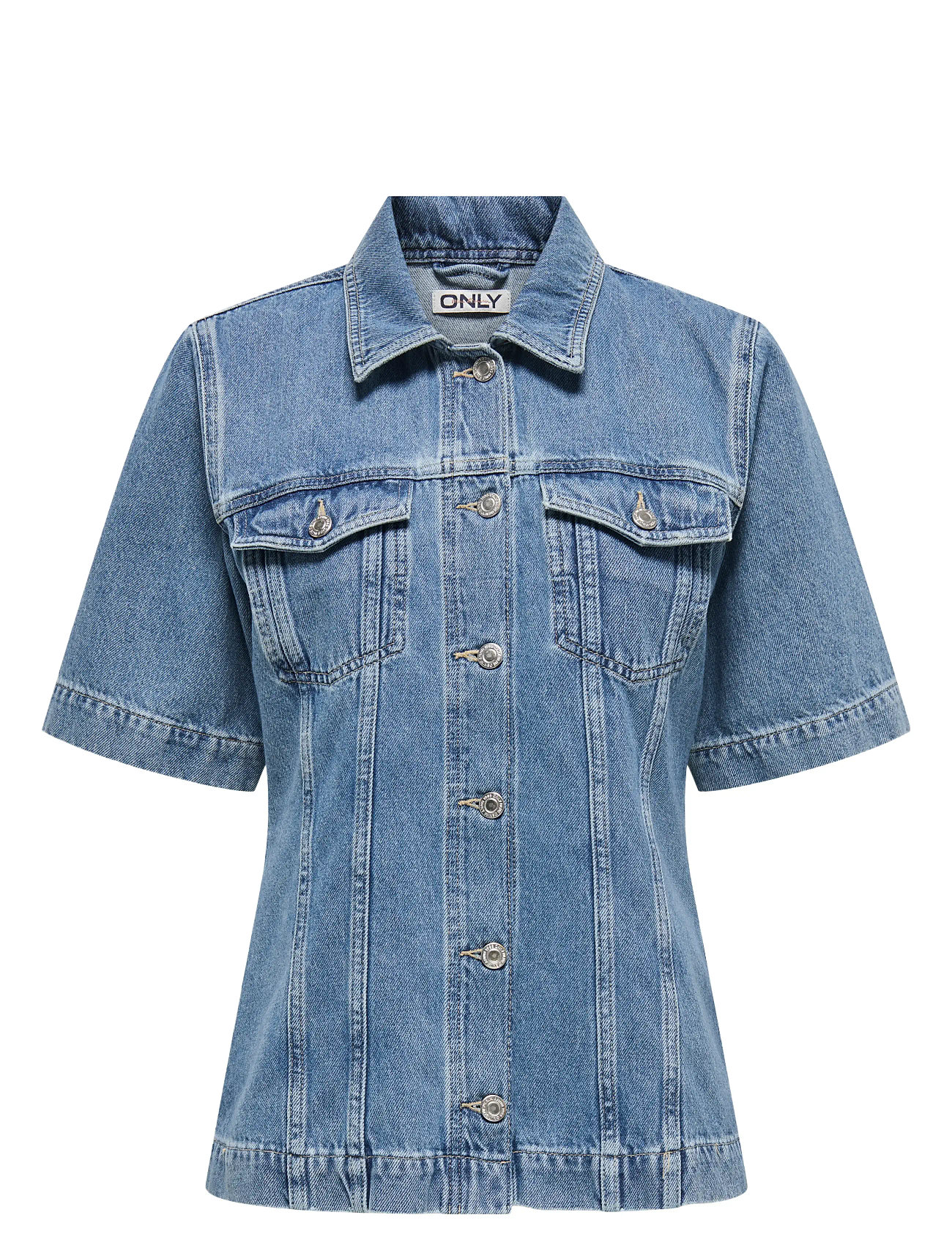 ONLY Onlthalia Ss Fitted Dnm Shirt Cro Blau - XS - Damen