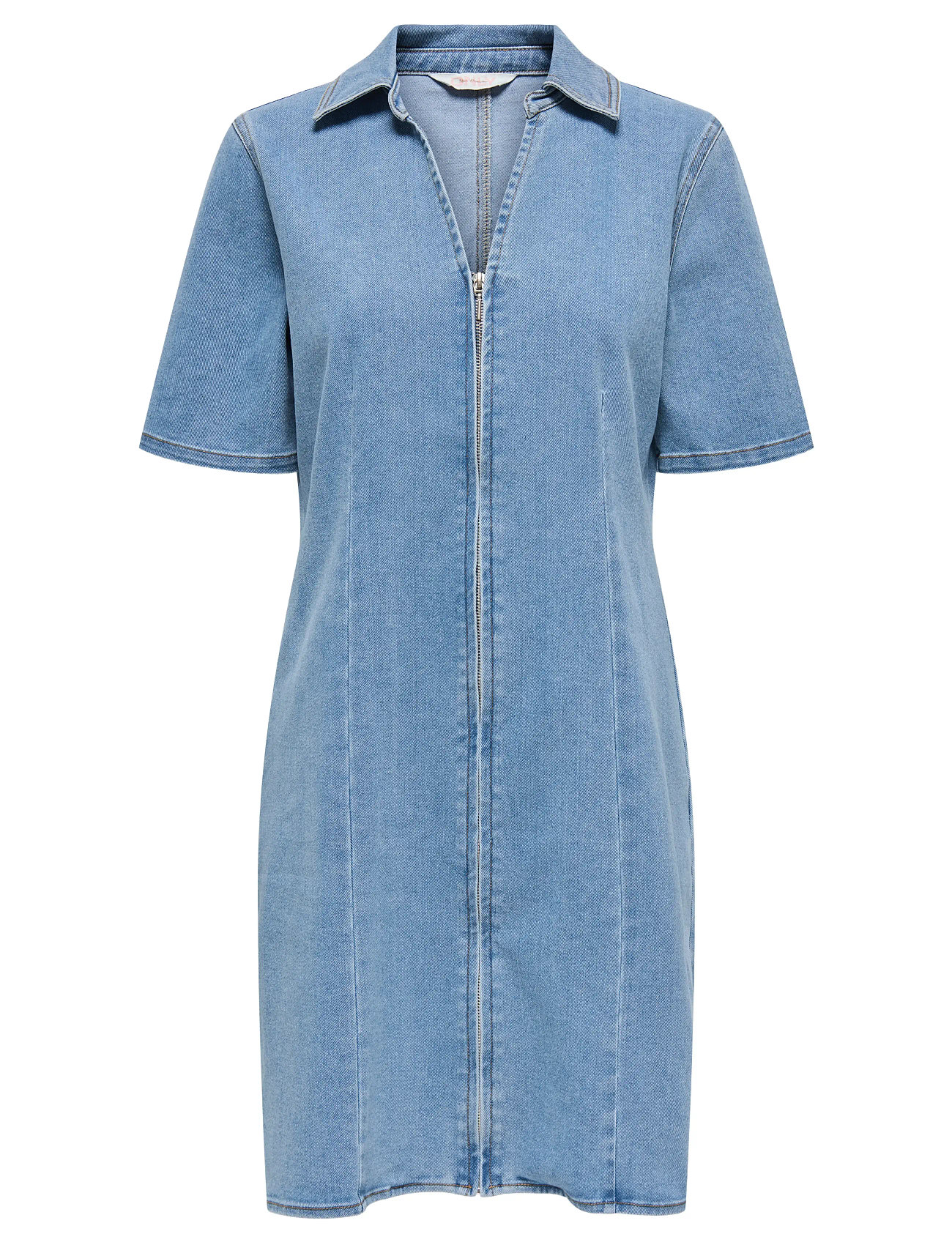 Onlfrida Ss Zip Dnm Dress Gua Knelang Kjole Blue ONLY