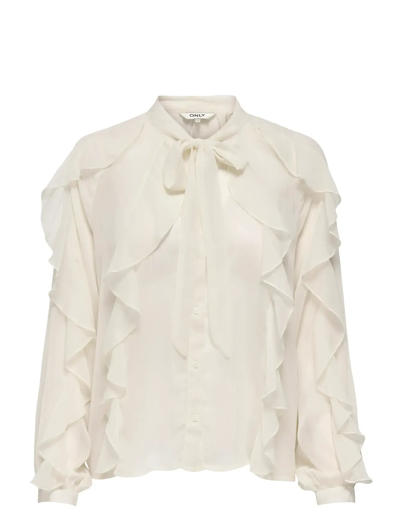 ONLY Onltaryn Ls Romantic Ruffle Bluse Wvn Weiß - S - Damen