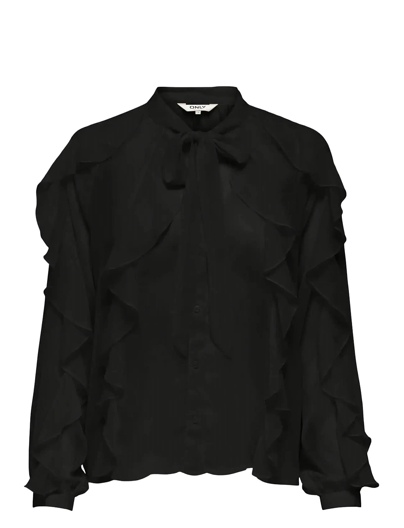 ONLY Onltaryn Ls Romantic Ruffle Bluse Wvn Schwarz - XL - Damen