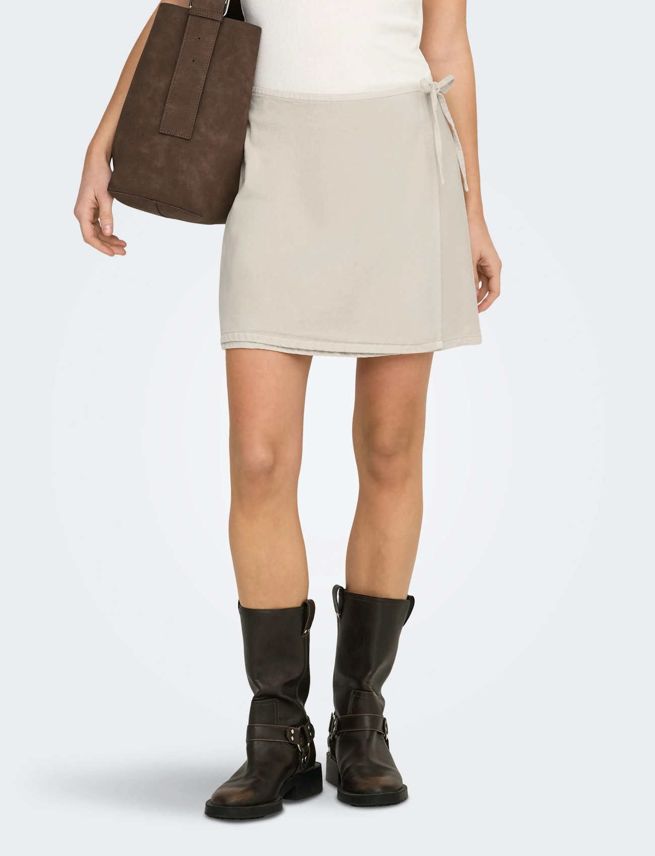 ONLY Onlnoelle-Silla Wrap Skirt Cc Pnt, XS, Beige, Nederdele > Korte Nederdele, Dame