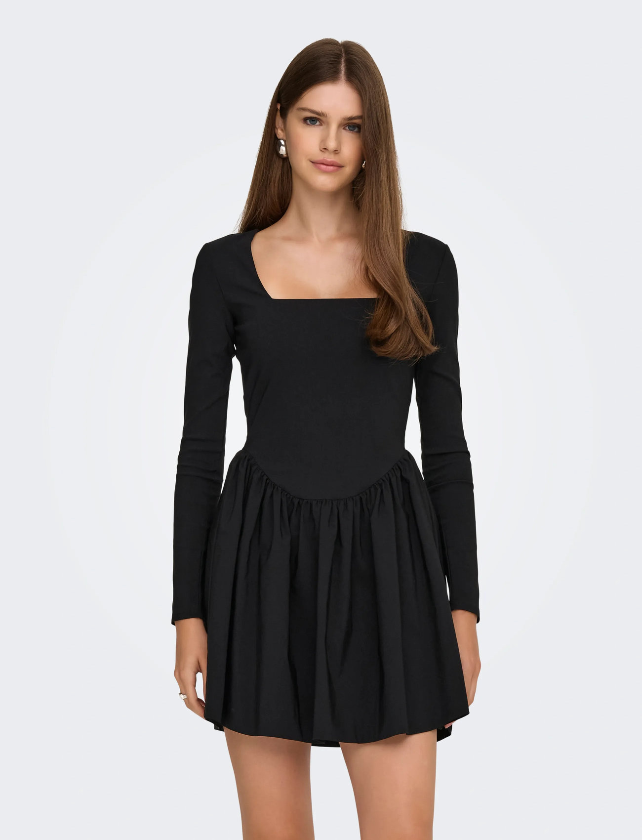 ONLY Onlmenia Ls Balloon Short Dress Wvn, XS, Black, Kjoler > Kort Kjole, Dame
