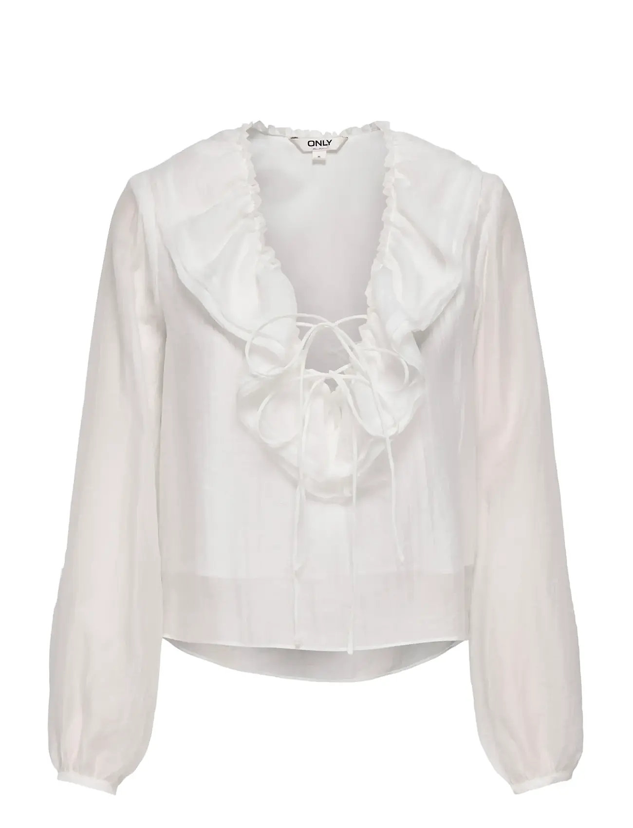ONLY Onlteagan Ls Sheer Ruffle Top Wvn, S, White, Bluser > Langærmede, Dame
