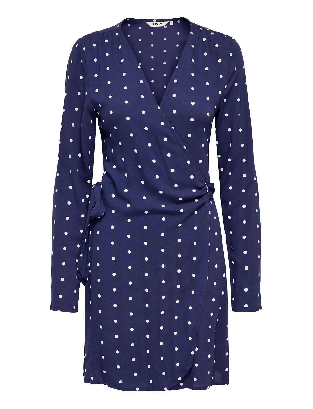 ONLY Onlkeshav L/S V-Neck Wrap Dress Wvn, XS, Blue, Kjoler > Wrap-Kjoler, Dame