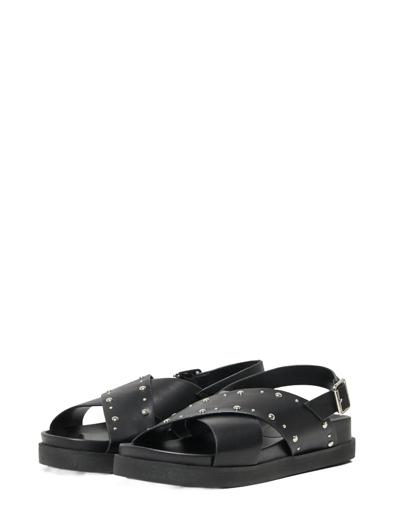 ONLY Onlminnie-19 Studs Cross Strap Sandal, 41, Black, Sandaler > Flade Sandals, Dame