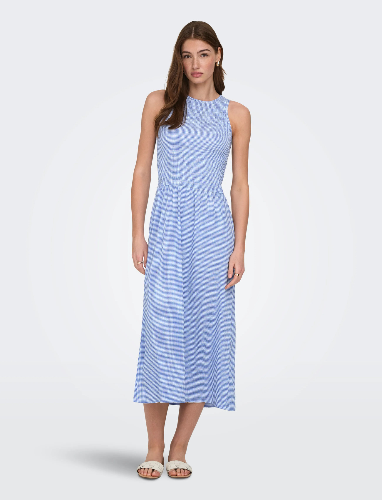 ONLY Onlcelle S/L Smock Dress Jrs, S, Blue, Kjoler > Maxikjole, Dame