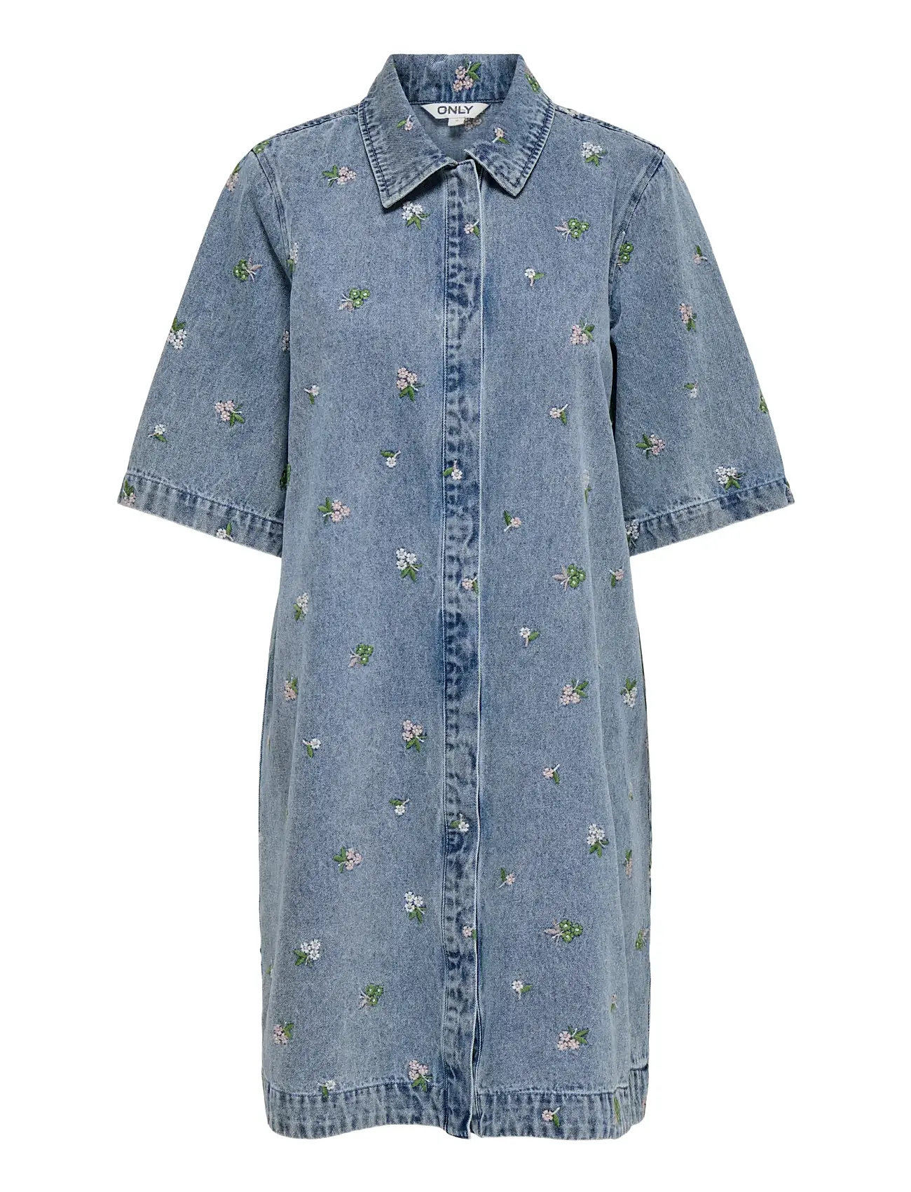 ONLY Onlvera-Belle S/S Flower Kleid Dnm Yor Blau - M - Damen