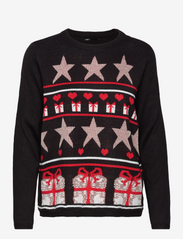 ONLXMAS WRAP L/S PULLOVER BOX KNT - BLACK