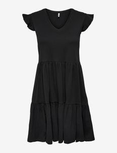 ONLMAY LIFE CAP SLEEVES FRILL DRESS JRS - summer dresses - black