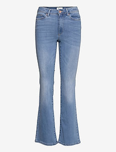 ONLWAUW LIFE HW SK FLARE  BJ759 - utsvängda jeans - light medium blue denim