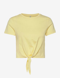 ONLMAY S/S SHORT KNOT TOP JRS - t-skjorter - lemon meringue