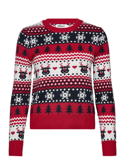 ONLY Onlxmas Reindeer Ls O-neck Box Knt - Trøjer - Boozt.com