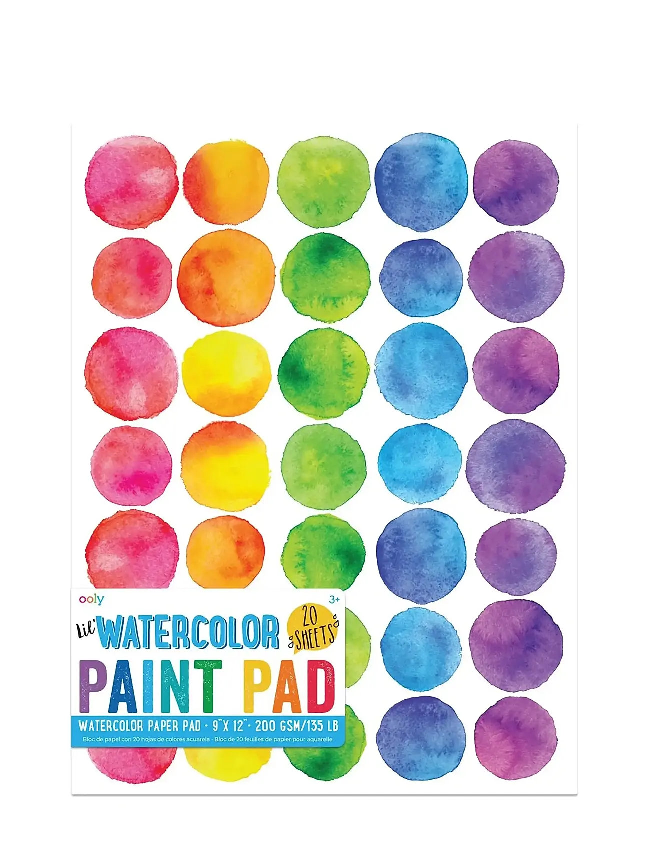 Ooly Watercolour Pad - Lil Watercolor 23X30,5 cm, One Size, Multi/patterned, Tegning > Kalendere Og Notesbøger, Børn